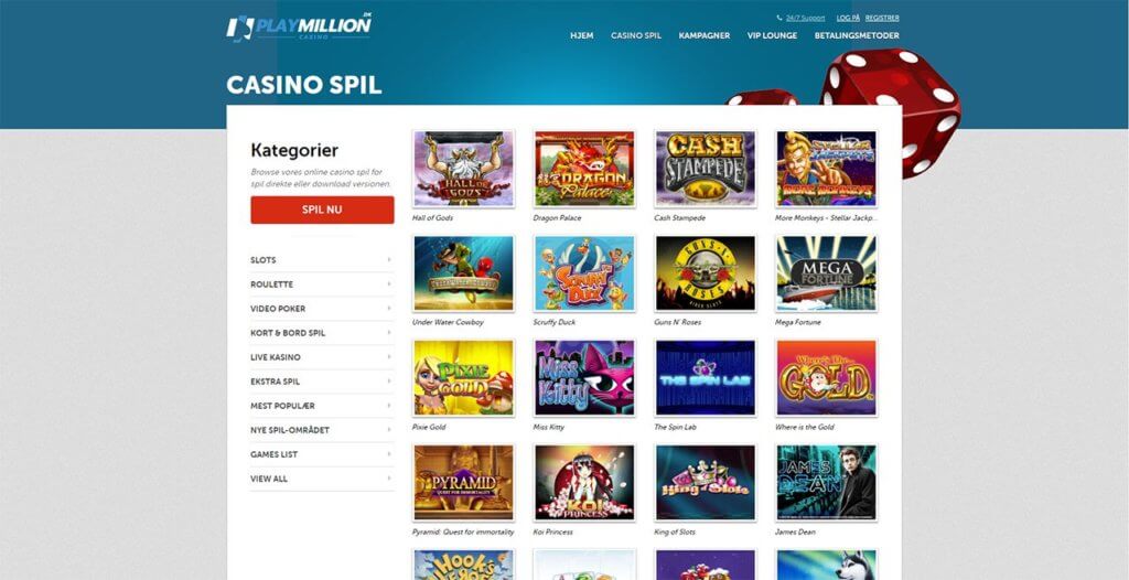 Casino spil hos playmillion.dk