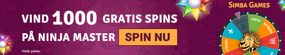Hos Simba casino har du mulighed for at vinde hele 1000 free spins til Ninja Master